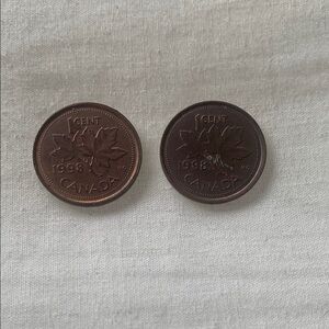Two 1998 Canadian Pennies